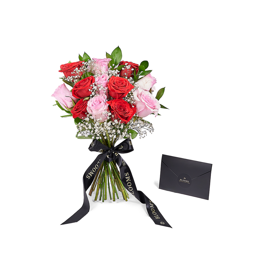 Valentine's Day 12 Stem Red & Pink Rose Bouquet, – Canada Blooms - Canada Delivery