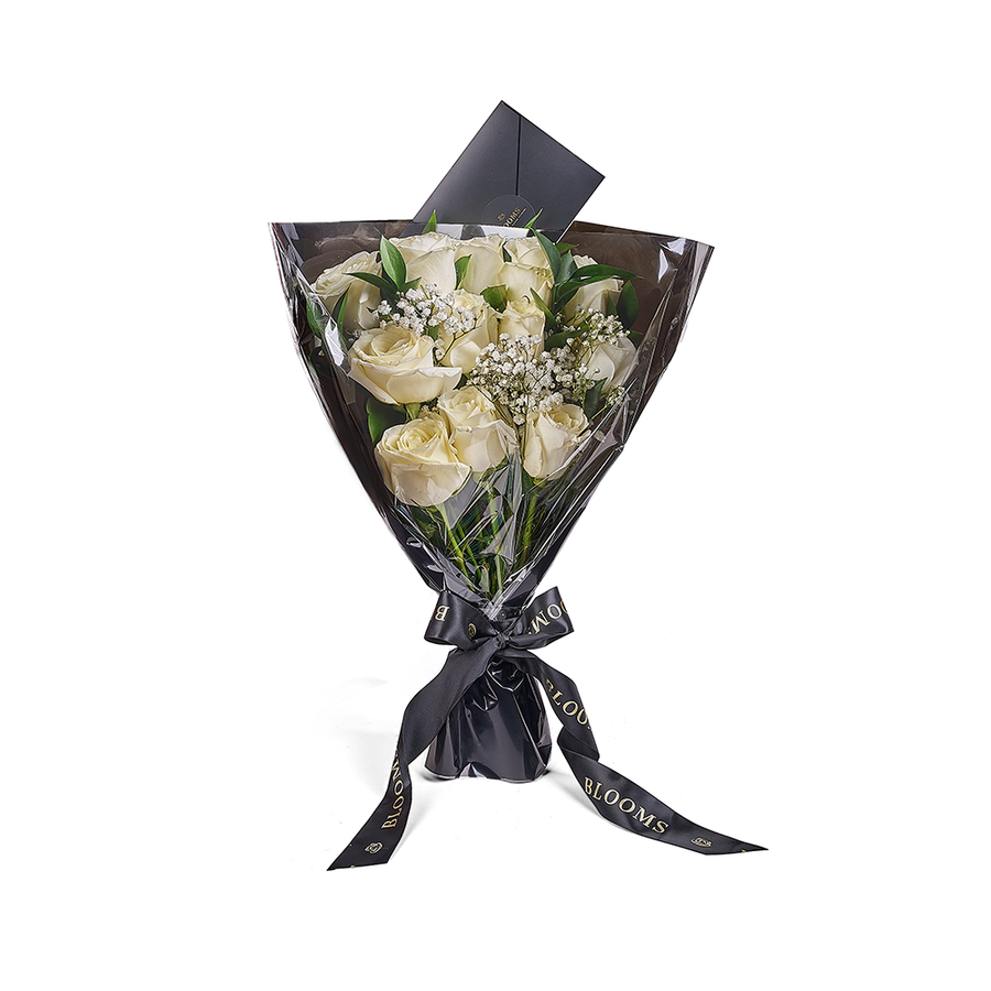 Valentine's Day 12 Stem White Rose Bouquet, Canada Same Day Flower Delivery, Valentine's Day gifts, roses. – Canada Blooms - Canada Delivery