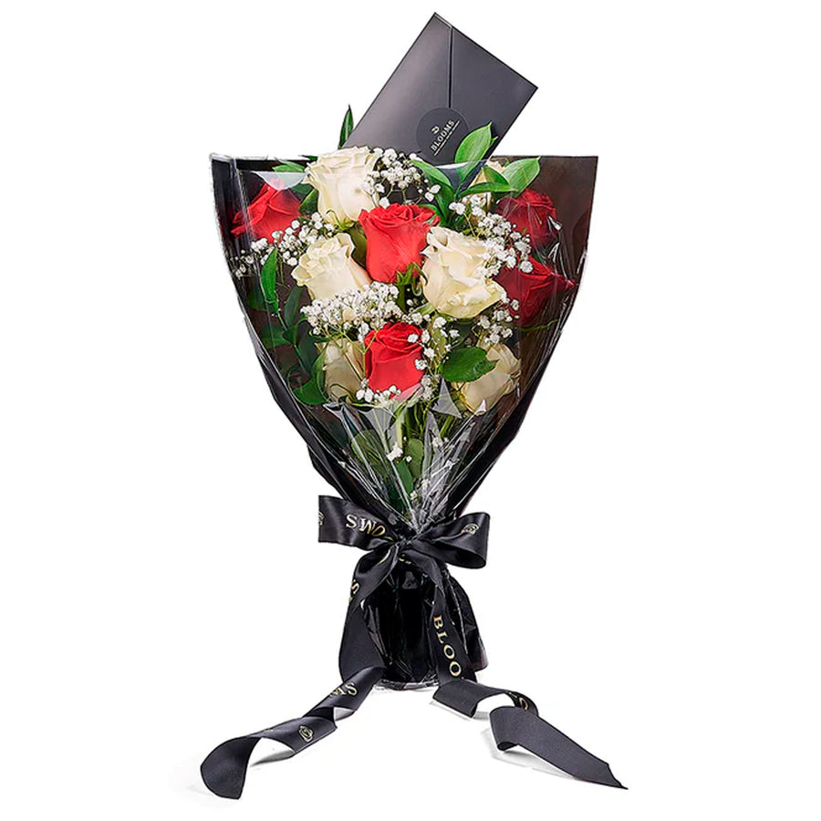 Valentine's Day 12 Stem Red & White Rose Bouquet, – Canada Blooms - Canada Delivery