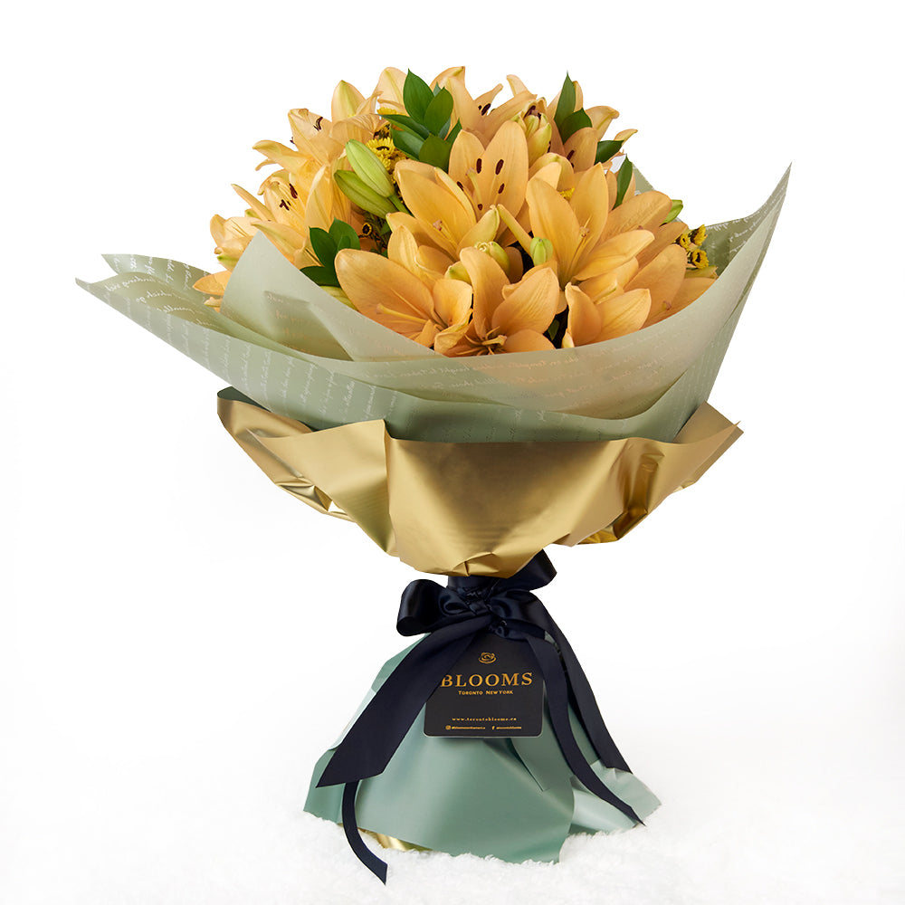 Canada Blooms Same Day Flower Delivery - Canada Blooms Flower Gifts - Amber Celebration Lily Bouquet