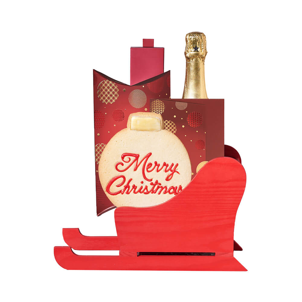 Bubbly Christmas Sleigh Gift, christmas gift, christmas, holiday gift, holiday, gourmet gift, gourmet, champagne gift, champagne, sparkling wine gift, sparkling wine. Canada Blooms- Canada Blooms Delivery