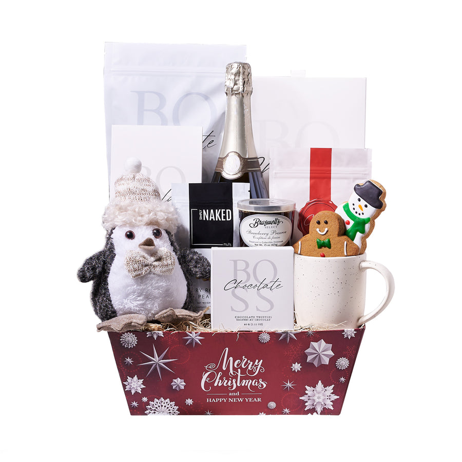 Christmas Champagne & Hot Cocoa Gift, gourmet gift, gourmet, sparkling wine gift, sparkling wine, champagne gift, champagne, holiday gift, holiday, christmas gift, christmas, Blooms Canada Delivery