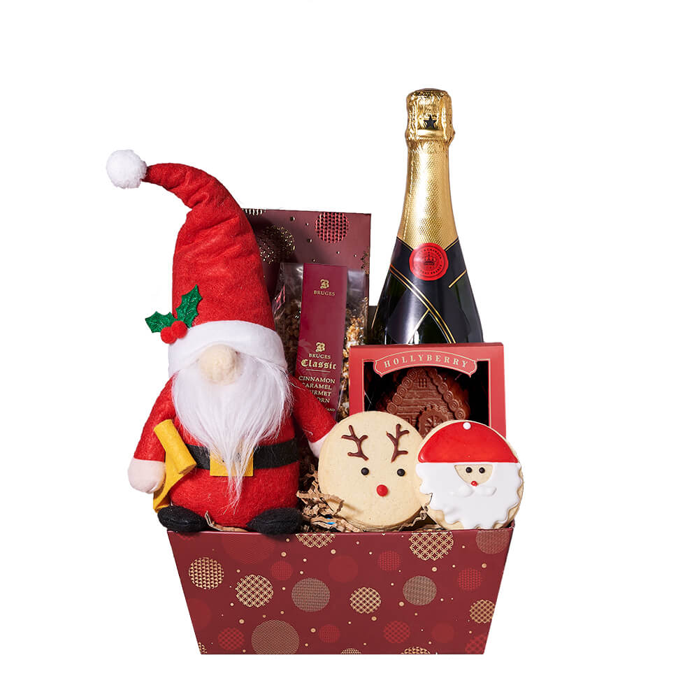 Christmas Champagne & Mr. Claus Gift, christmas gift, christmas, holiday gift, holiday, gourmet gift, gourmet, champagne gift, champagne, sparkling wine gift, sparkling wine – Canada Blooms Delivery