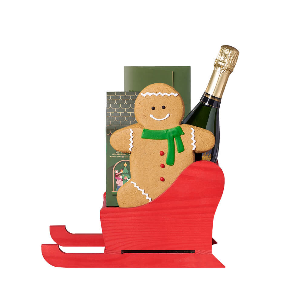 Christmas Gingerbread Sleigh Gift, champagne gift, champagne, sparkling wine gift, sparkling wine, gourmet gift, gourmet, christmas gift, christmas. Canada Blooms – Canada Blooms Delivery