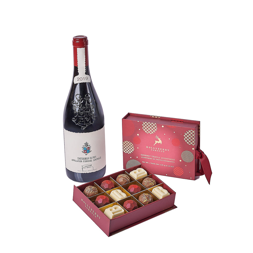 Christmas Wine & Chocolate Gift Set, wine gift, wine, chocolate gift, chocolate, christmas gift, christmas - Canada delivery