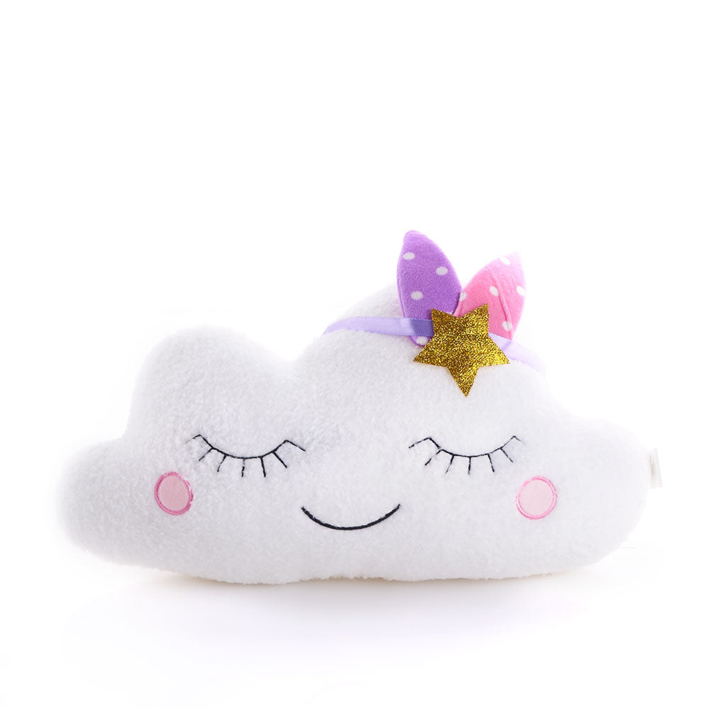 Cloud Pillow, Charm and delight a family with this soft white pillow with an embroidered face and colourful design accents, Baby Gifts from Canada Blooms - Same Day Canada Delivery.