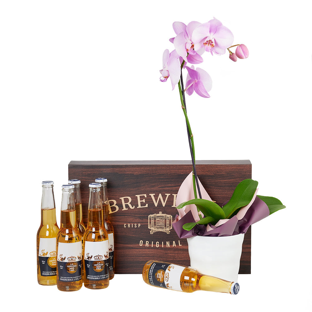 Beer and Orchids Friendship Gift – Canada Blooms - Canada Delivery