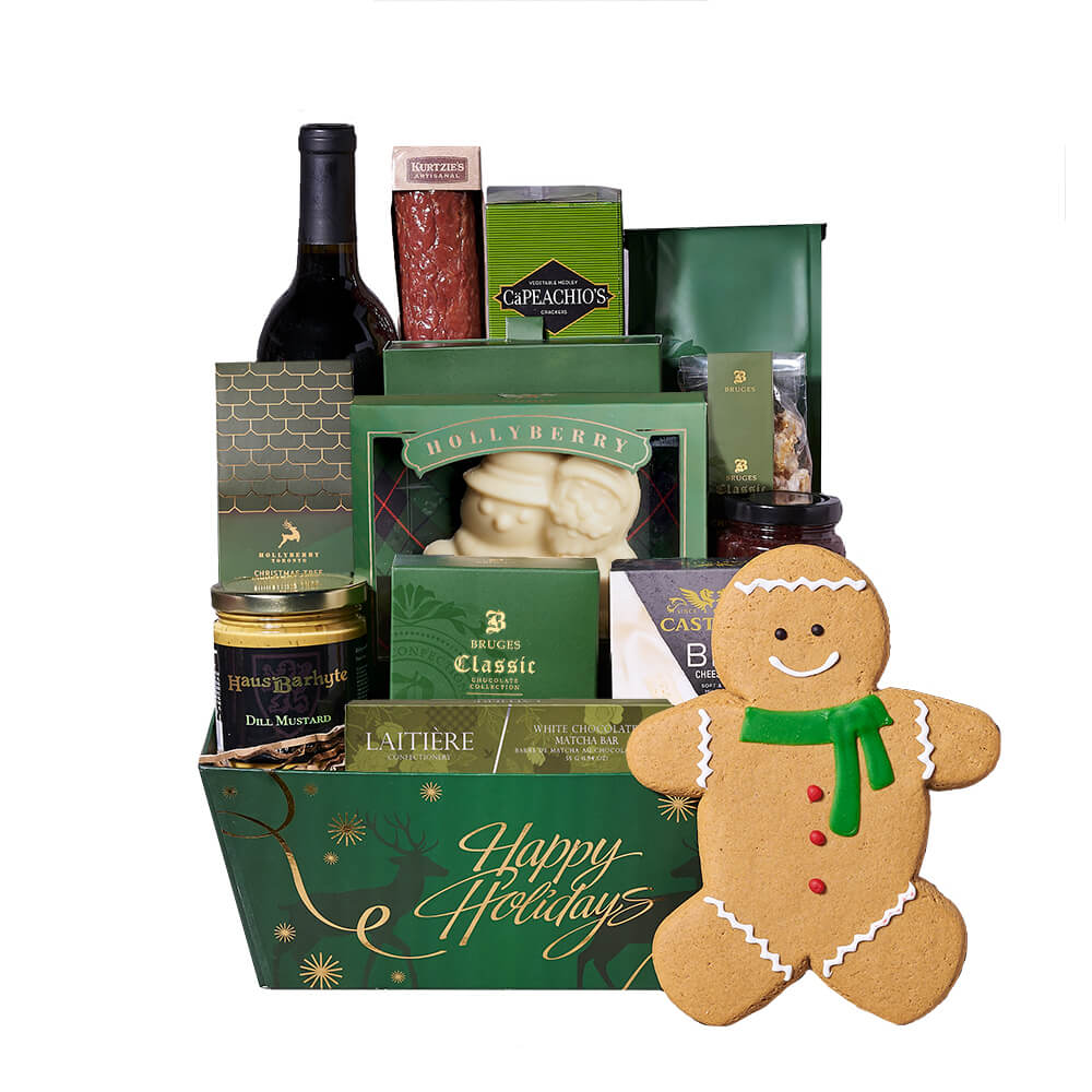 Gingerbread Feast Gift Set with Wine, christmas gift, christmas, holiday gift, holiday, gourmet gift, gourmet, wine gift, wine – Canada Blooms - Canada Delivery