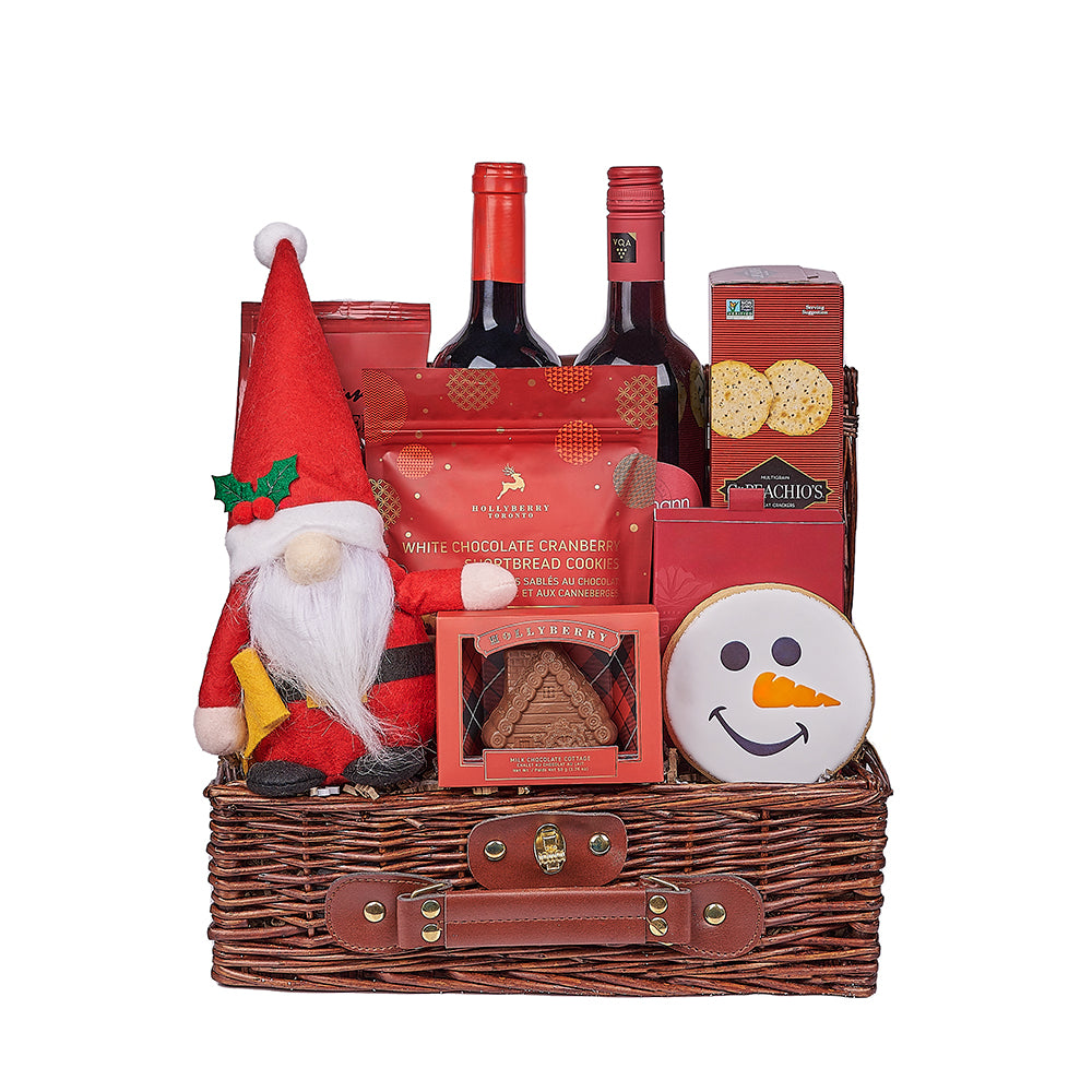 Gourmet Christmas Wine Duo Gift Basket, wine gift, wine, christmas gift, christmas, chocolate gift, chocolate, – Canada Blooms - Canada Delivery