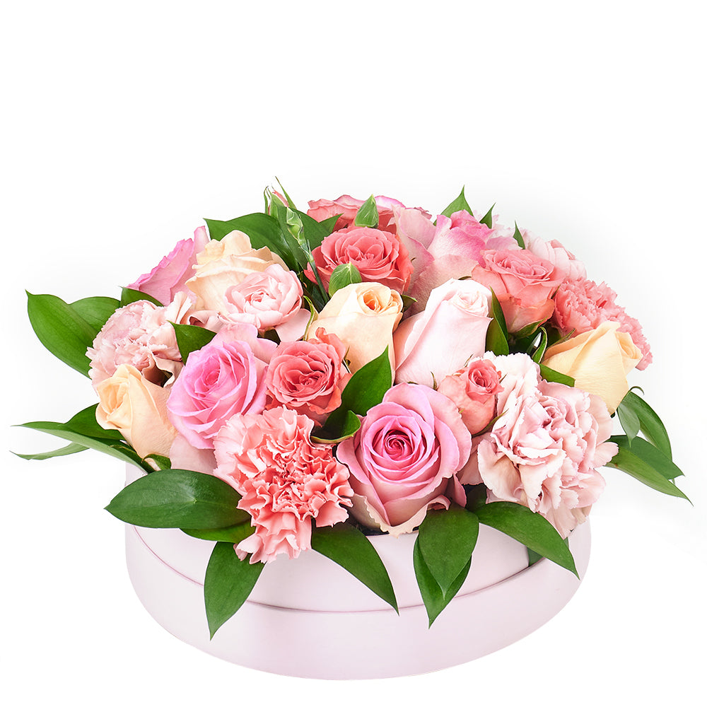 Graceful Pink Mixed Hat Box - Pink Floral Mix Gift Box - Same Day Blooms Canada Delivery