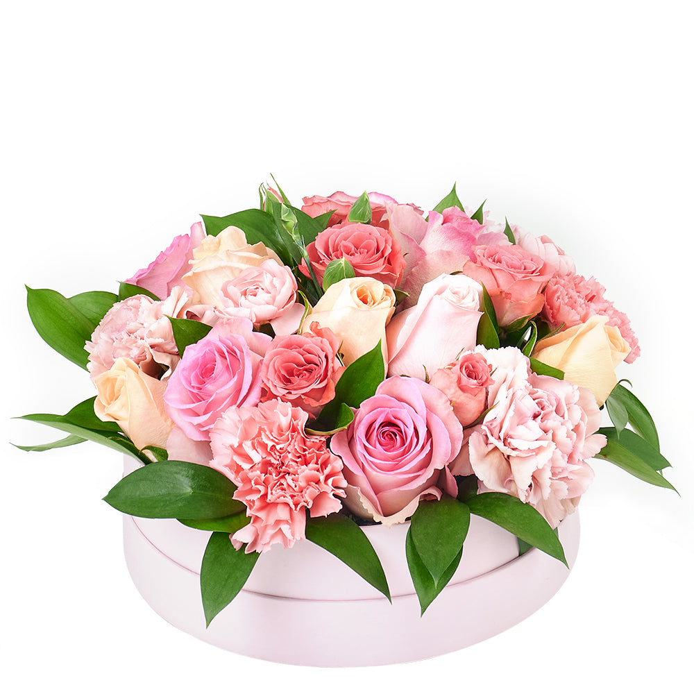 Graceful Pink Mixed Hat Box - Pink Floral Mix Gift Box – Canada Blooms - Canada Delivery