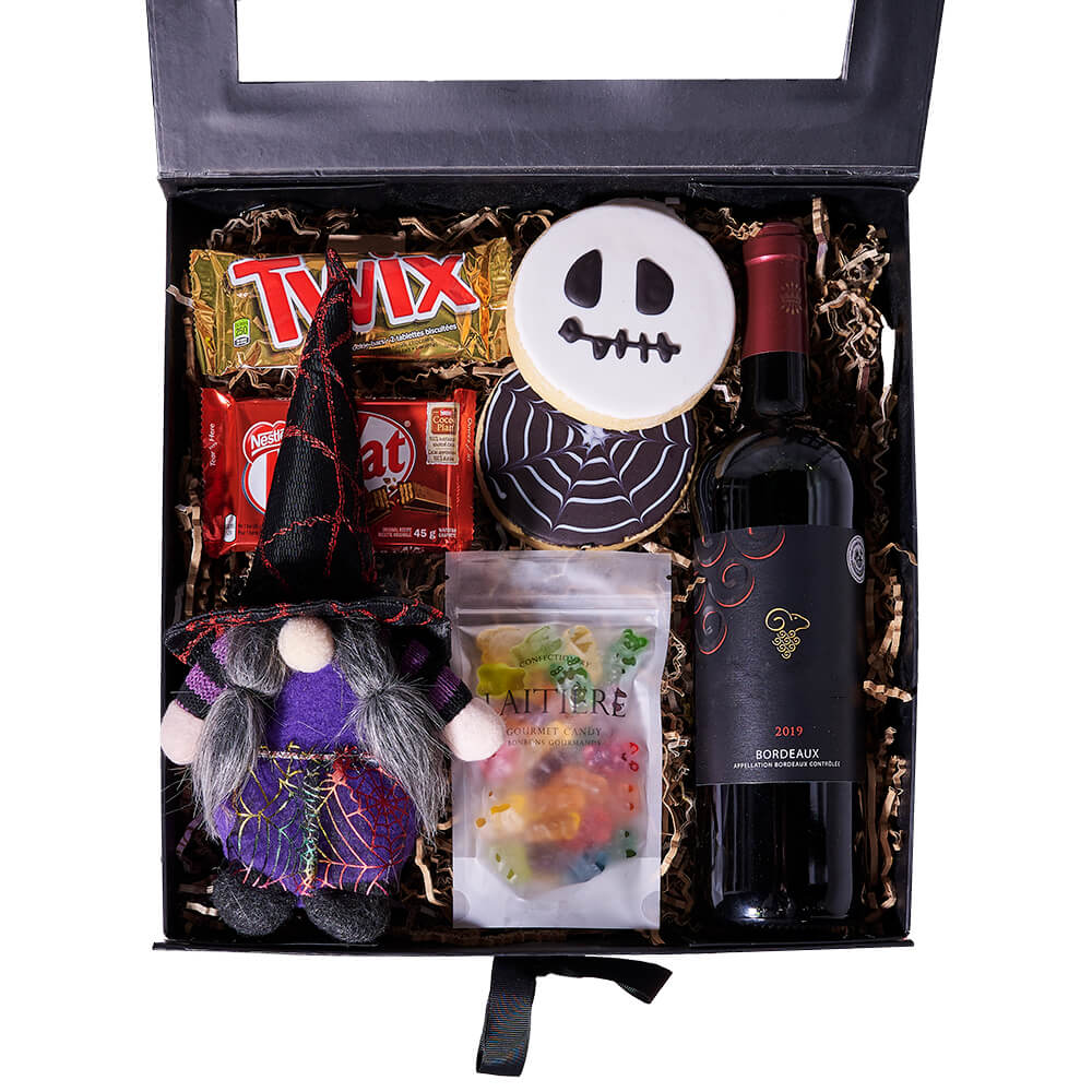 Halloween Chocolate & Wine Box, wine gift, wine, gourmet gift, gourmet, candy gift, candy – Canada Blooms - Canada Delivery