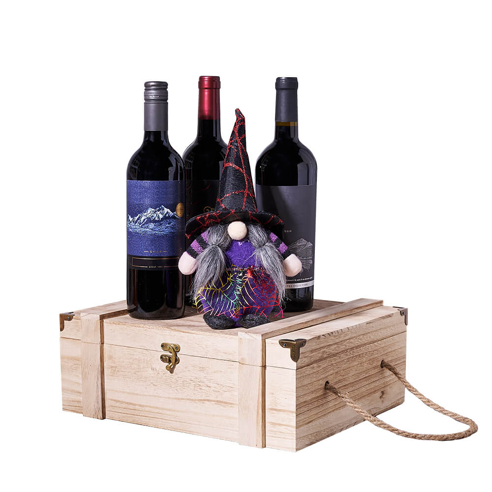 Halloween Witchy Wine Trio, wine gift, wine, halloween gift, halloween, toy gift, toy, plush gift, plush, wine trio gift,  wine trio – Canada Blooms - Canada Delivery