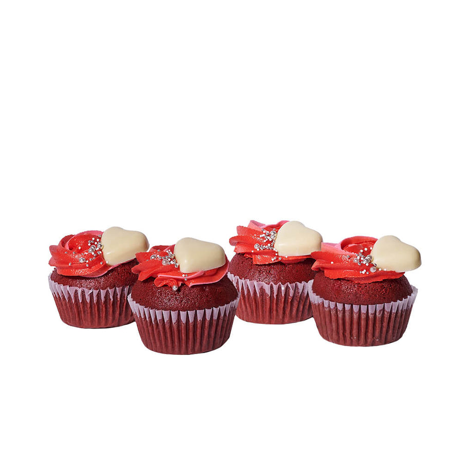 Heart Red Velvet Cupcakes, cupcake gift, cupcake, cake gift, cake, gourmet gift, gourmet, valentines gift, valentines. Blooms Canada- Blooms Canada Delivery