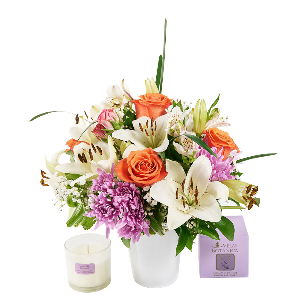 Heavenly Scents Flowers & Candle Gift, Blooms Canada Delivery