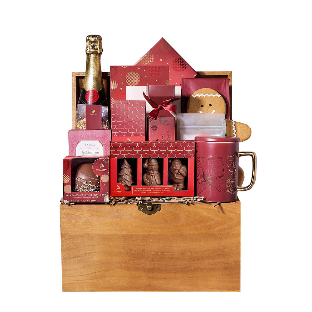 Holiday Champagne Treasure Box, christmas gift, christmas, holiday gift, holiday, gourmet gift, gourmet, champagne gift, champagne, sparkling wine gift, sparkling wine – Canada Blooms - Canada Delivery