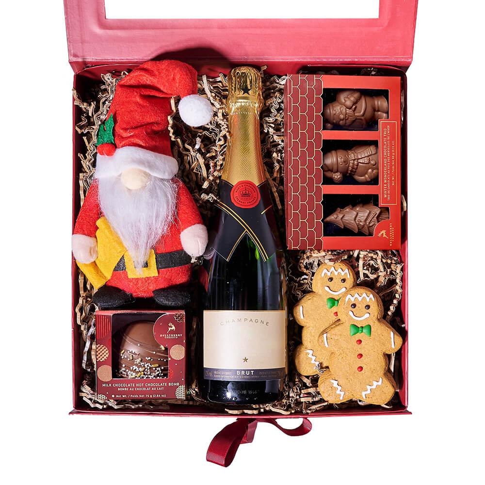 Holiday Champagne & Mr. Claus Gift Box, champagne gift, champagne, sparkling wine gift, sparkling wine, gourmet gift, gourmet, chocolate gift, chocolate, christmas gift, christmas, holiday gift, holiday.– Canada Blooms - Canada Delivery