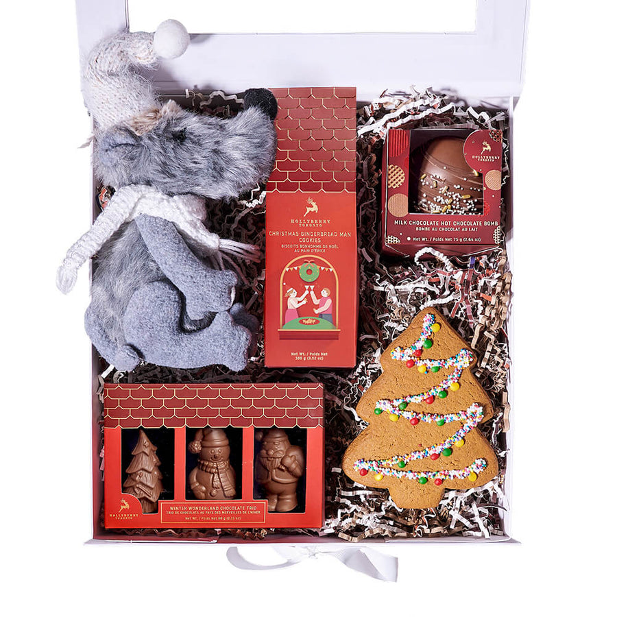 Holiday Mouse Gingerbread Box, christmas gift, christmas, holiday gift, holiday, gourmet gift, gourmet. Blooms Canada- Blooms Canada Delivery