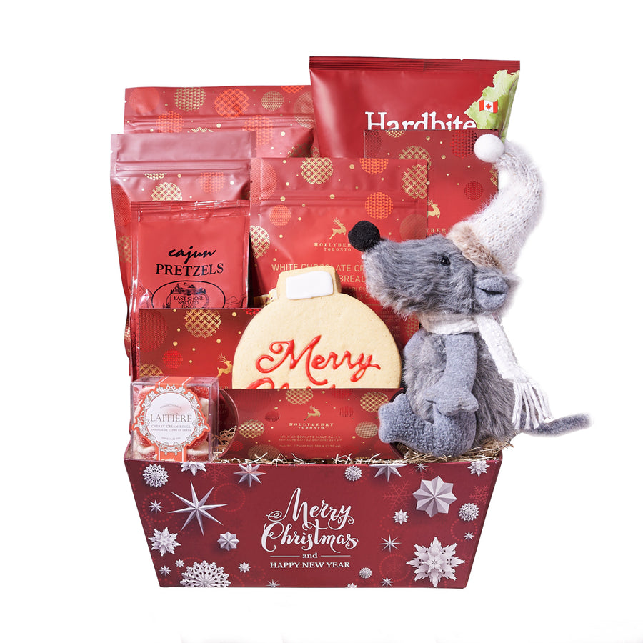 Holiday Mouse & Gourmet Gift Basket, Blooms Canada Delivery