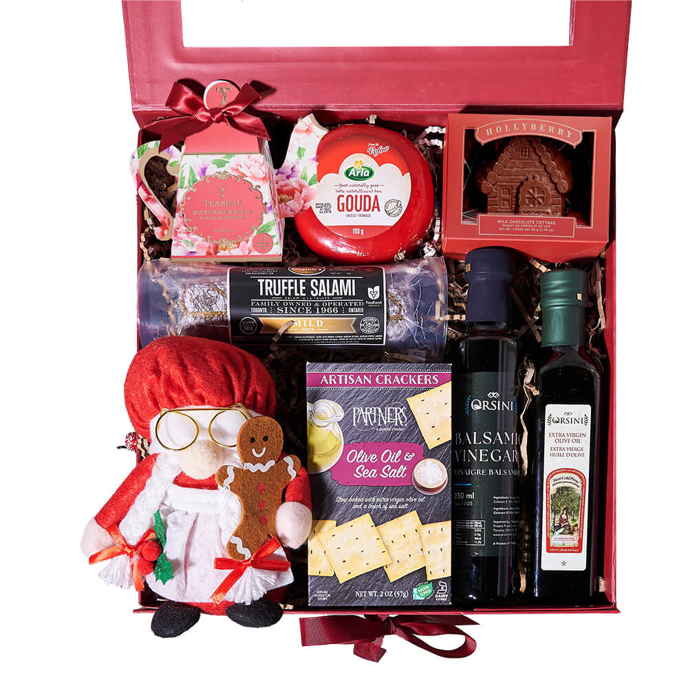 Holiday Mrs. Claus Snack Box, christmas gift, christmas, holiday gift, holiday, gourmet gift, gourmet. Blooms Canada- Blooms Canada Delivery