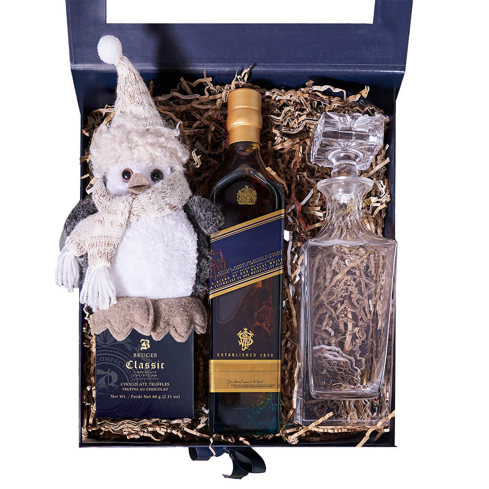 Holiday Penguin &amp; Decanter Gift, christmas gift, Christmas, holiday gift, holiday, gourmet gift, gourmet, liquor gift, liquor. – Canada Blooms - Canada Delivery