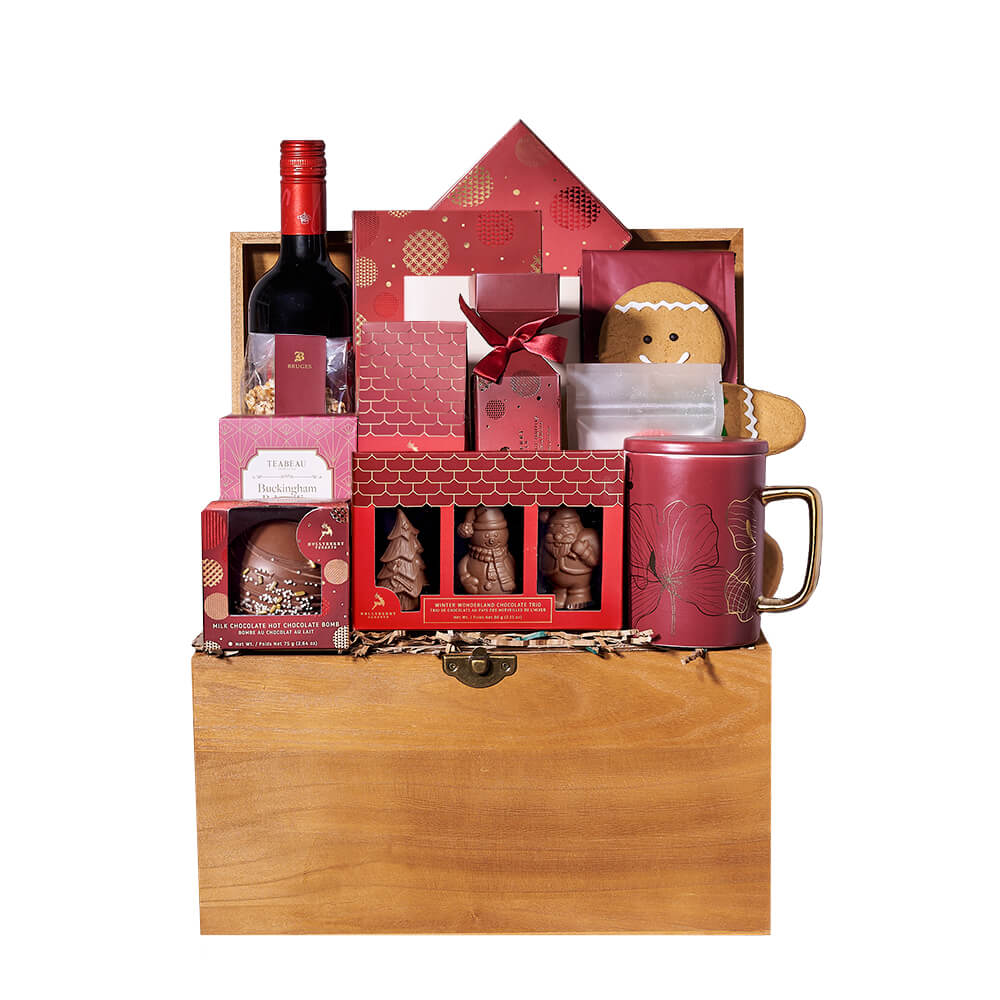 Holiday Wine Treasure Box, wine gift, wine, gourmet gift, gourmet, chocolate gift, chocolate, christmas gift, christmas, holiday gift, holiday – Canada Blooms - Canada Delivery
