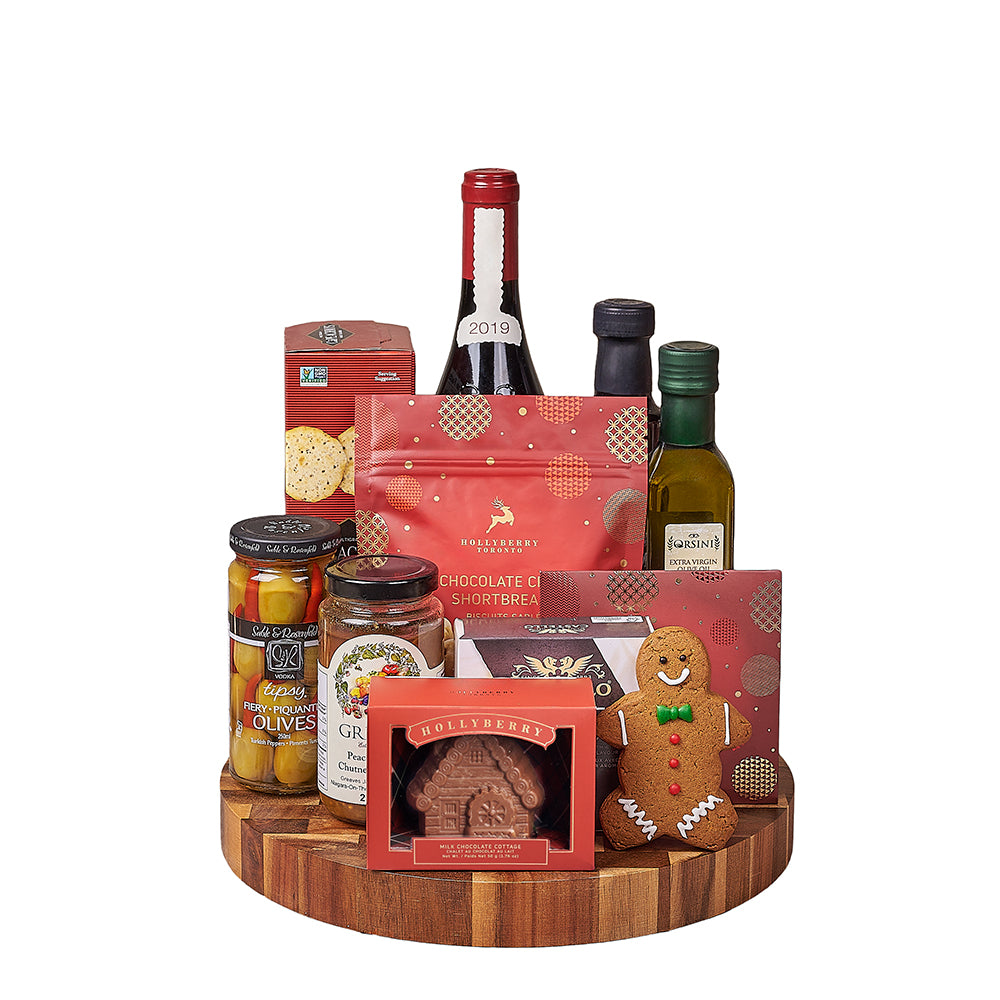 Holiday Wine & Appetizer Gift Set, wine gift, wine, chocolate gift, chocolate, christmas gift, christmas, – Canada Blooms - Canada Delivery