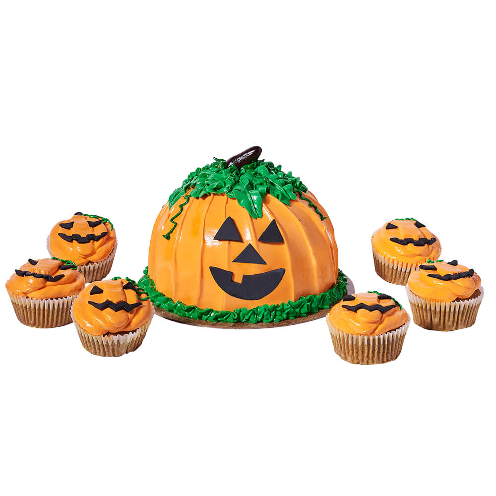 Jack-O-Lantern Cake & Cupcake Party Set, cake gift, cake, gourmet gift, gourmet, halloween gift, halloween. – Canada Blooms - Canada Delivery