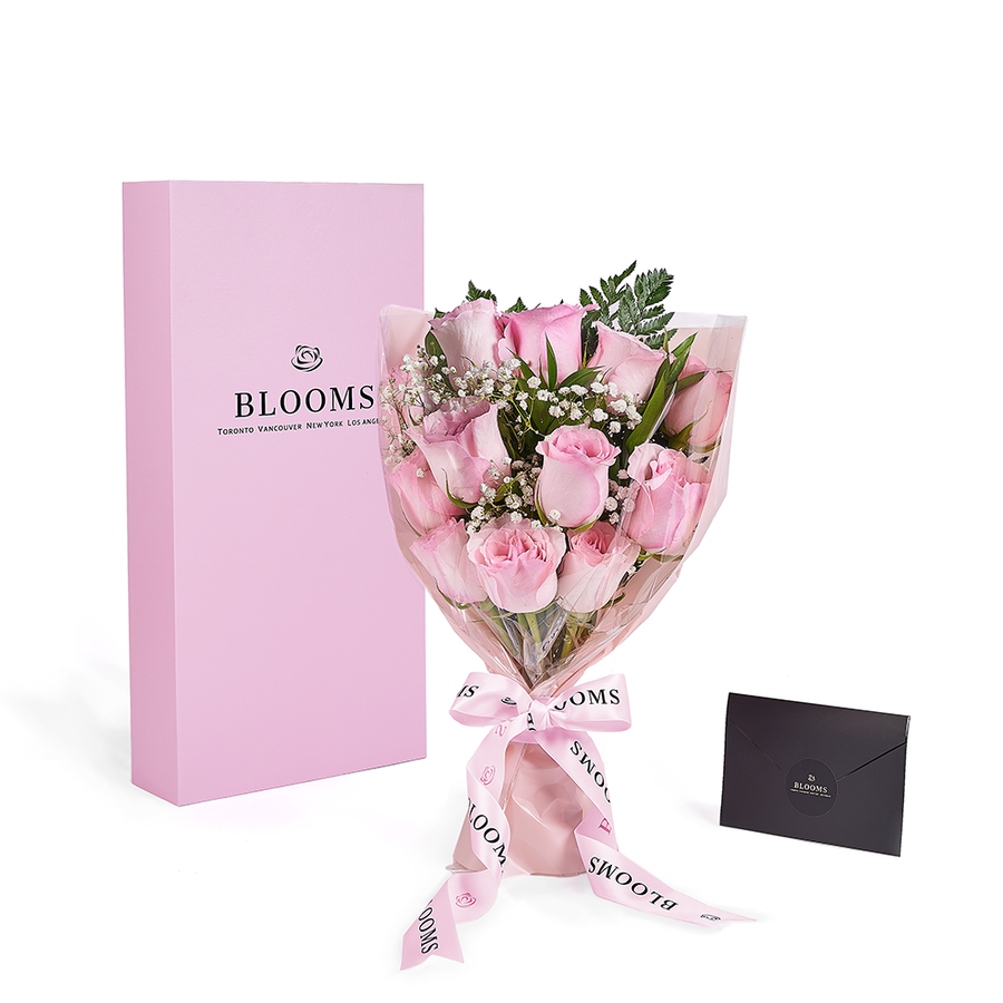 Mother’s Day 12 Stem Pink Rose Bouquet with Box, rose gift, rose, mothers day gift, mothers day, – Canada Blooms - Canada Delivery