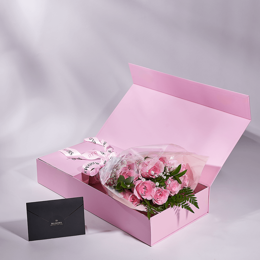 Mother’s Day 12 Stem Pink Rose Bouquet with Box, rose gift, rose, mothers day gift, mothers day, – Canada Blooms - Canada Delivery