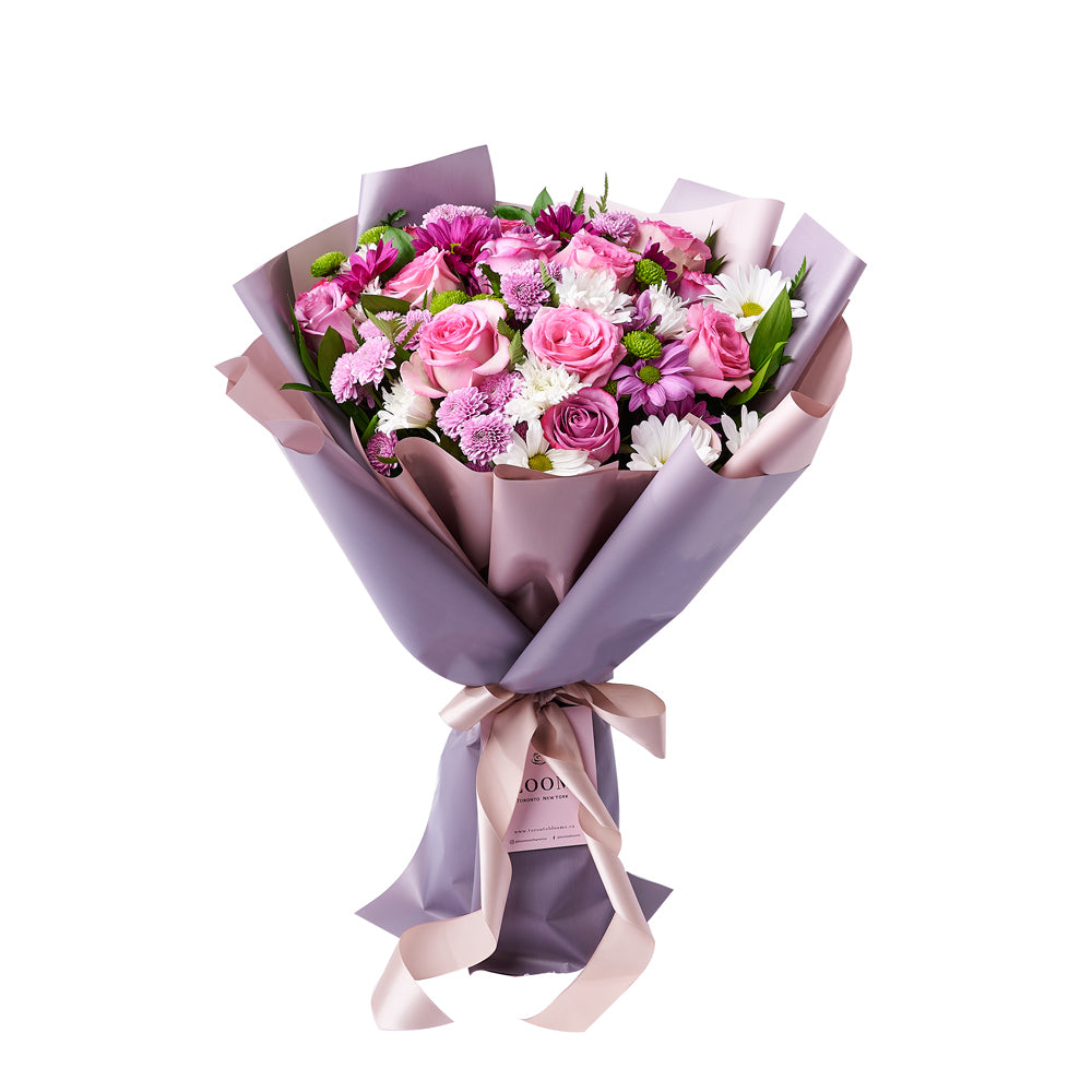 Pink & Purple Mixed Daisy Bouquet, rose gift, daisy gift, mixed bouquet – Canada Blooms - Canada Delivery