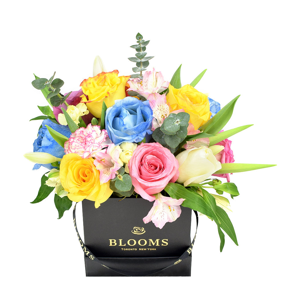 Rainbow Blossoms Mixed Arrangement, floral gift baskets, gift baskets, flower bouquets, floral arrangement – Canada Blooms - Canada Delivery