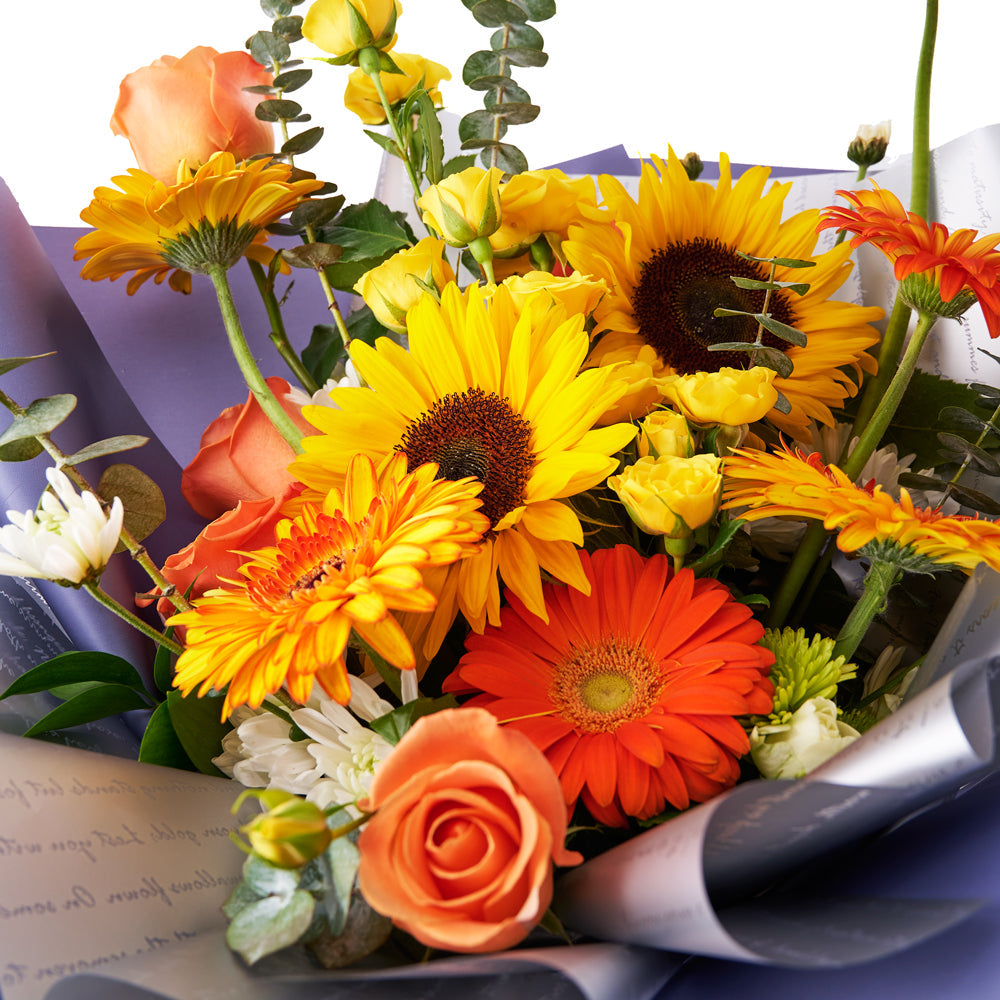 Ray of Hope Sunflower Bouquet, sunflowers, roses, gerbera, daisies, and more, bringing light and positivity to any space, Floral Gifts from Canada Blooms - Canada Delivery