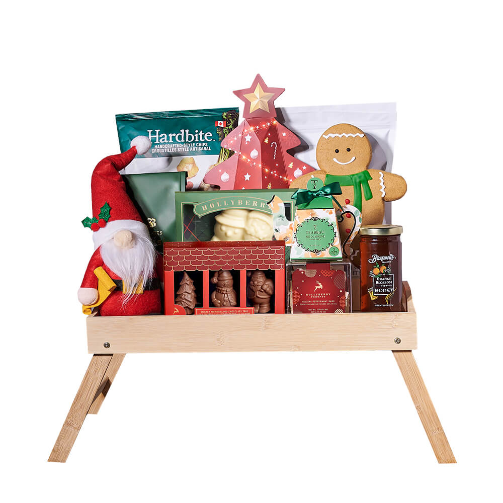Santa Tea &amp; Cookies Gift Tray, christmas gift, christmas, holiday gift, holiday, gourmet gift, gourmet, coffee gift, coffee, tea gift, tea – Canada Blooms - Canada Delivery
