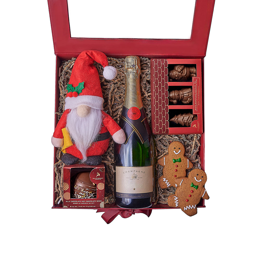 Santa’s Bubbly Holiday Box, christams gift, christmas, chocolate gift, chocolate, champagne gift, champagne, sparkling wine gift, sparkling wine,– Canada Blooms - Canada Delivery