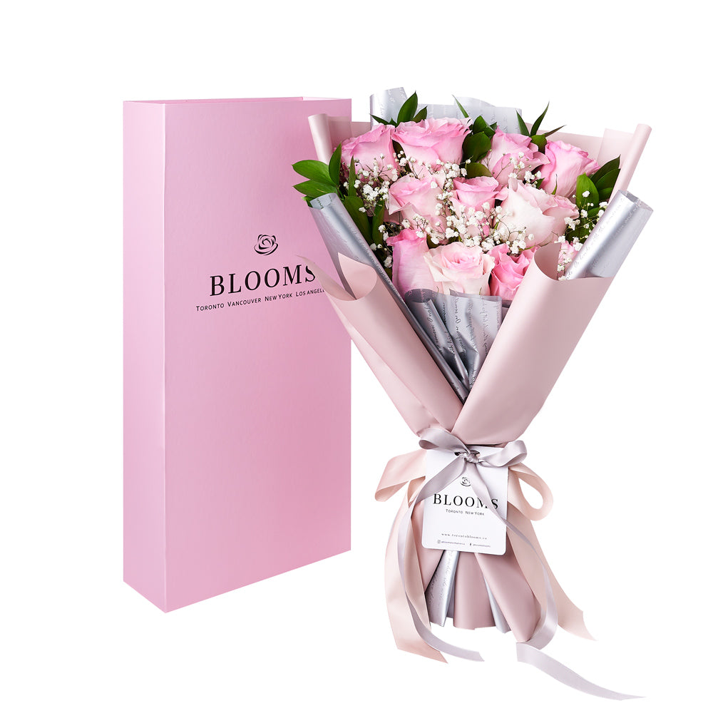 Simply Perfect Pink Rose Bouquet &amp; Box, rose gift, floral gifts, gifts, flowers, mother’s day – Canada Blooms - Canada Delivery