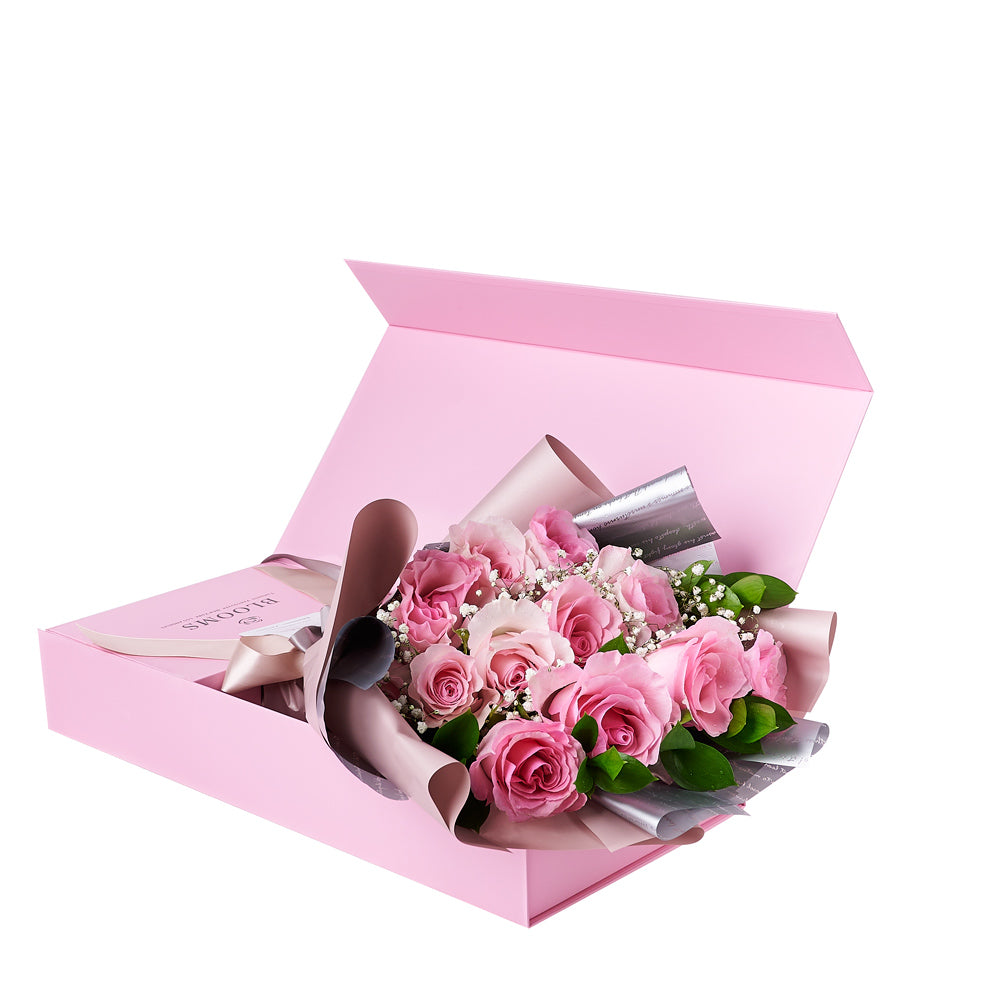 Simply Perfect Pink Rose Bouquet & Box, rose gift, floral gifts, gifts, flowers, mother’s day – Canada Blooms - Canada Delivery