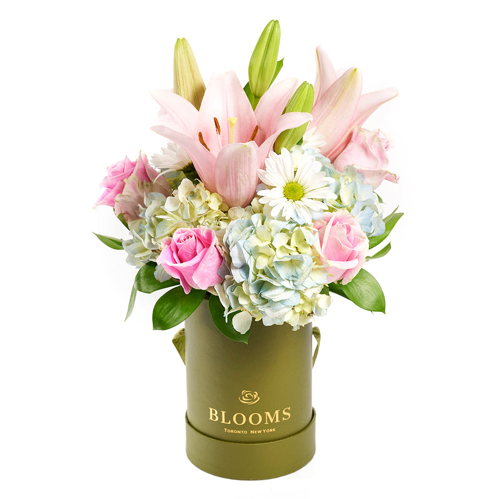 Spring Forth Mixed Floral Gift - Mixed Floral Arrangement Hat Box – Canada Blooms - Canada Delivery