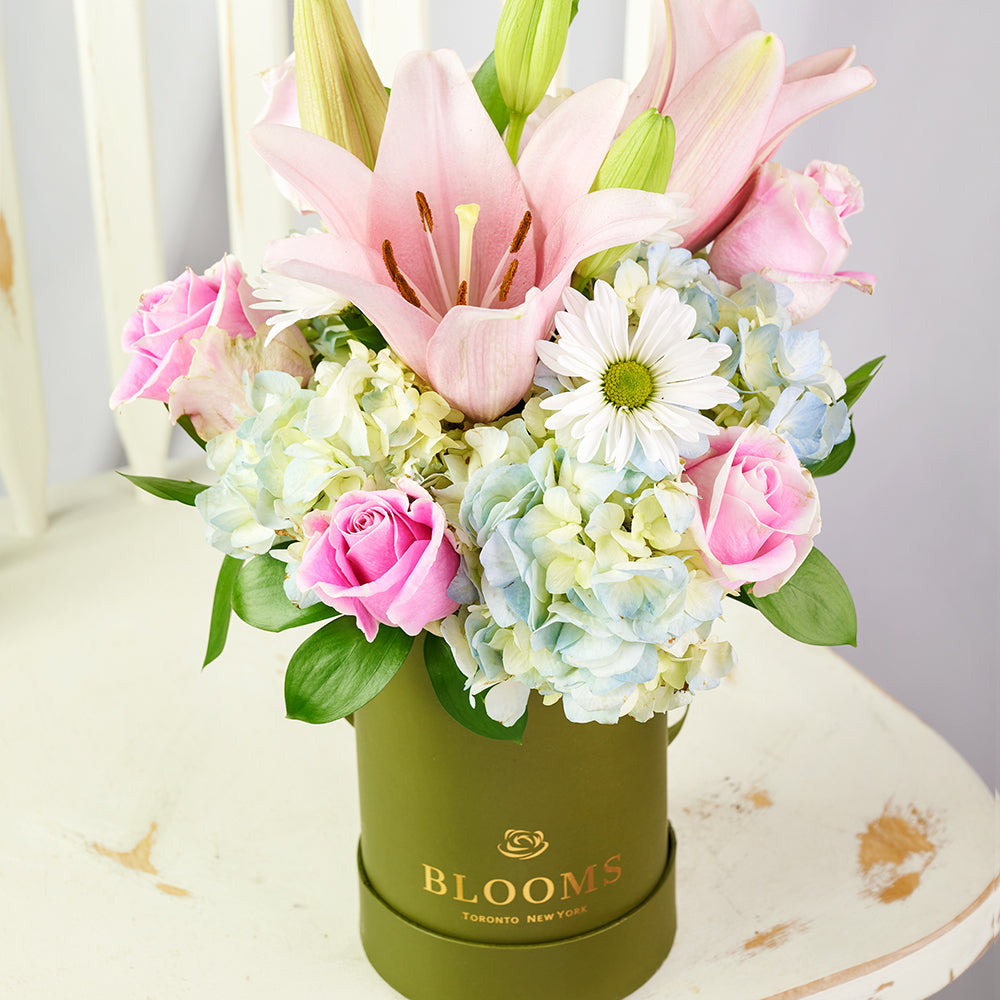 Spring Forth Mixed Floral Gift - Mixed Floral Arrangement Hat Box – Canada Blooms - Canada Delivery