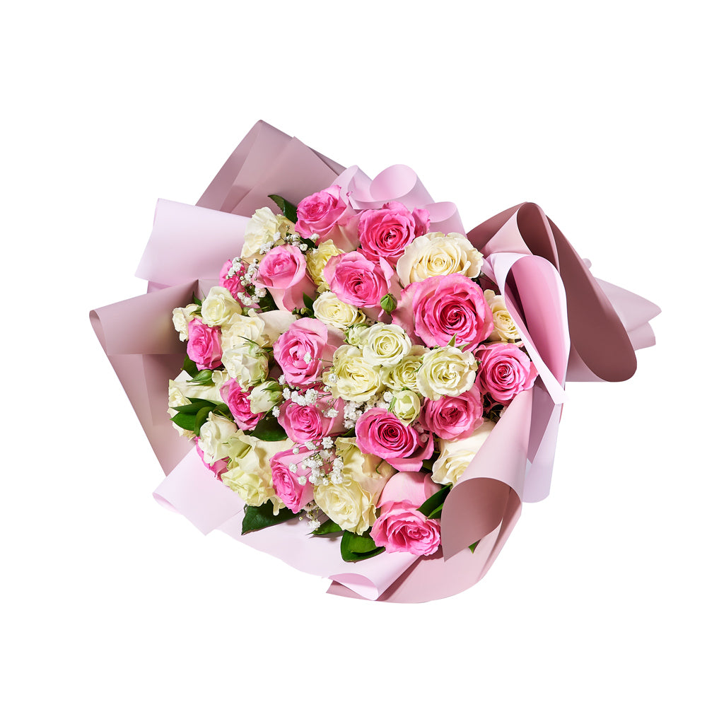 Sublime Pink & White Rose Bouquet, floral gift, rose gift, flower gift, rose bouquet – Canada Blooms - Canada Delivery