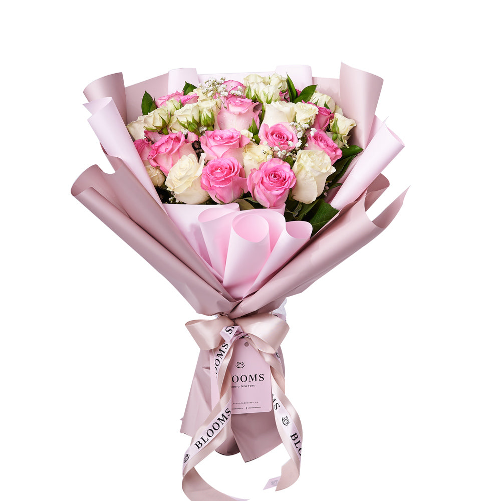 Sublime Pink & White Rose Bouquet, floral gift, rose gift, flower gift, rose bouquet – Canada Blooms - Canada Delivery