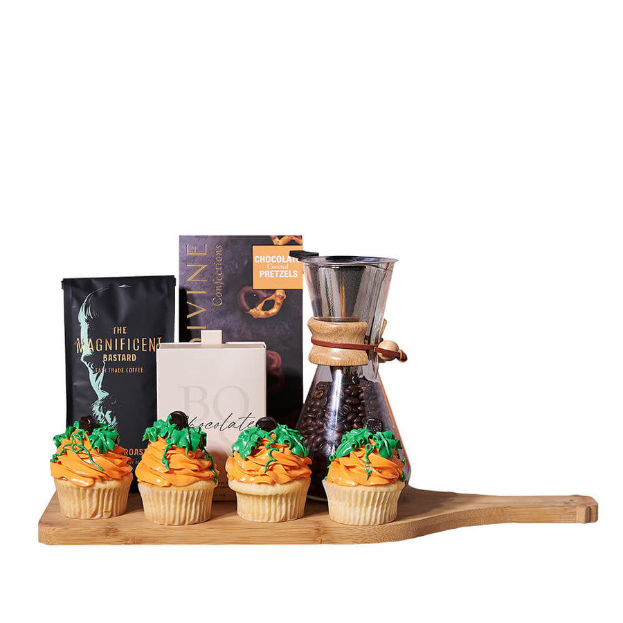 Thanksgiving Coffee Break Gift, thanksgiving gift, thanksgiving, coffee gift, coffee, cupcake gift, cupcake, fall gift, fall, gourmet gift, gourmet. Blooms Canada Delivery