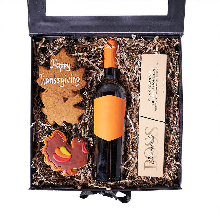 Thanksgiving Wine & Dessert Box, wine gift, wine, thanksgiving gift, thanksgiving, gourmet gift, gourmet. Blooms Canada Delivery