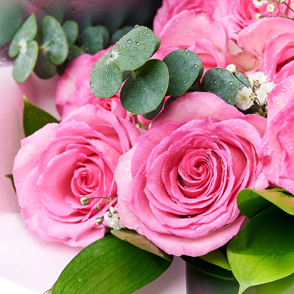 The Complete Pink Rose & Wine Gift Set, wine gift, rose bouquet, chocolate gift, mother's day – Canada Blooms - Canada Delivery