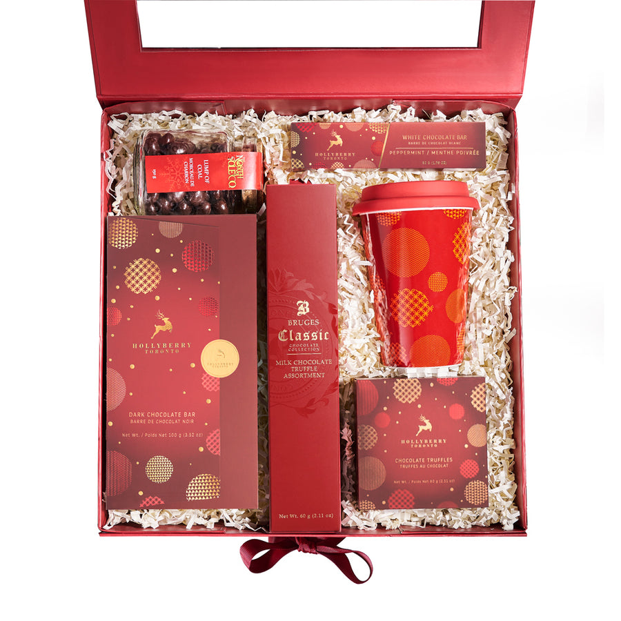 Travel Cup & Holiday Chocolate Box, Blooms Canada Delivery