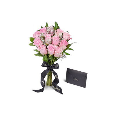 Valentine's Day 12 Stem Pink Rose Bouquet, Blooms Canada- Blooms Canada Delivery