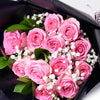 Valentine's Day 12 Stem Pink Rose Bouquet With Box & Champagne, Blooms Canada- Blooms Canada Delivery