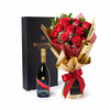 Valentine’s Day 12 Stem Red Rose Bouquet With Box & Champagne, Valentine's day gifts, Canada Same Day Flower Delivery, sparkling wine], Blooms Canada-Blooms Canada Delivery