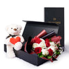 Valentine's Day 12 Stem Red & White Bouquet With Box & Bear, Blooms Canada- Blooms Canada Delivery