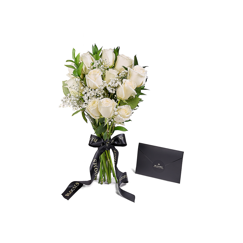 Valentine's Day 12 Stem White Rose Bouquet, Toronto Same Day Flower Delivery, Valentine's Day gifts, roses – Canada Blooms - Canada Delivery
